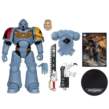 Space Wolves Grey Hunter Warhammer 40K 7-Inch Figure — Accessories Included Layout with Art Card and Base