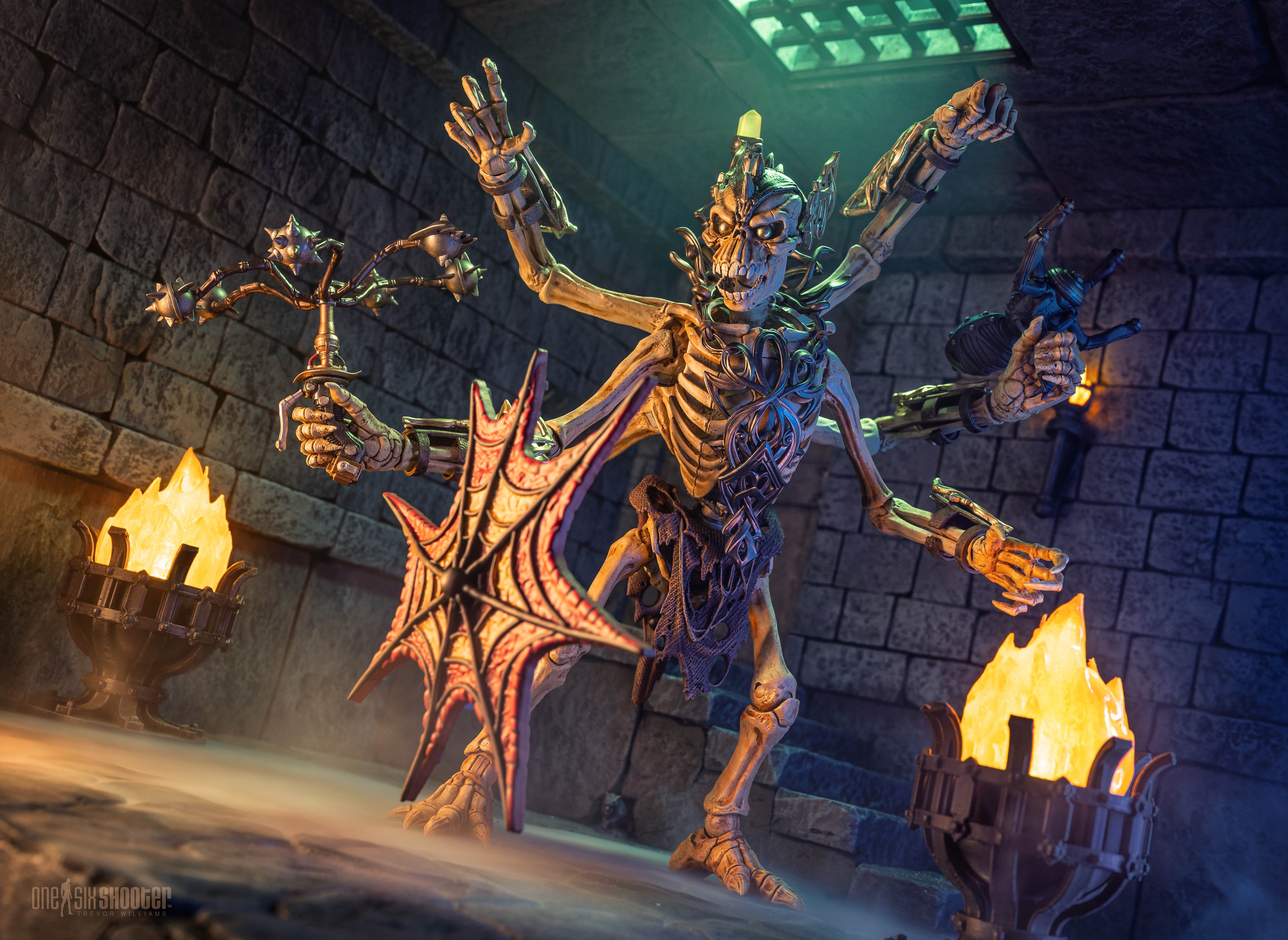 Aracula Skeleton Warriors Infinite Legions 6-Inch Figure — Dungeon Scene Side View with Torchlight Environment