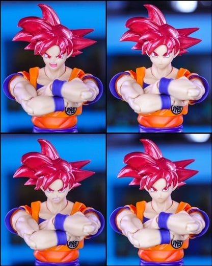 Super Saiyan God Goku S.H.Figuarts 5.5-Inch Figure — Alternate Head Sculpts Close-Up Four Expressions