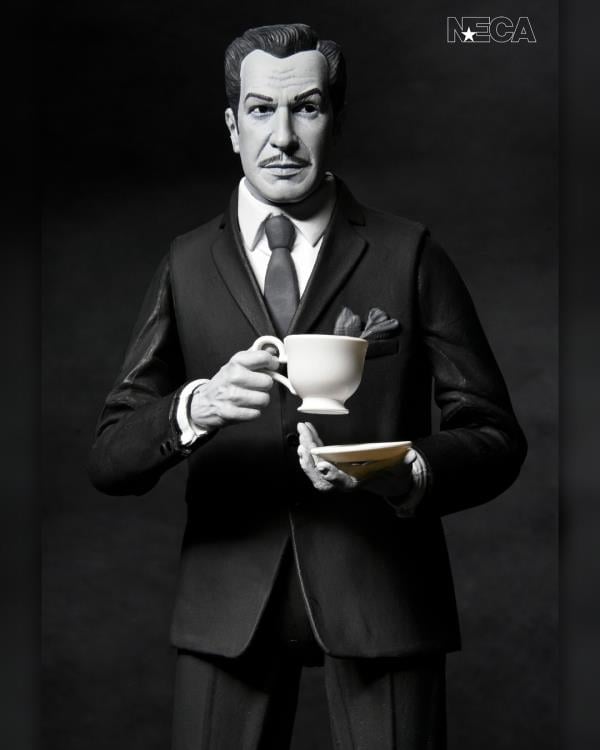 Vincent Price NECA Ultimate 7-Inch Figure — Figure Detail Holding Teacup and Saucer Close-Up