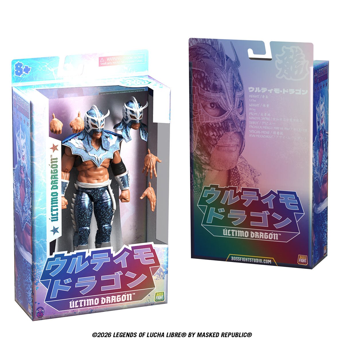 Ultimo Dragon Legends of Lucha Libre 6-Inch Figure — Box Front and Box Back Detail