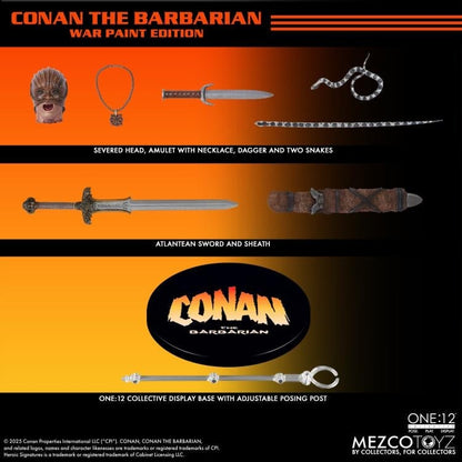 Conan Barbarian One:12 Collective War Paint Edition — Accessories Display Severed Head Amulet Dagger Snakes Sword Sheath and Base