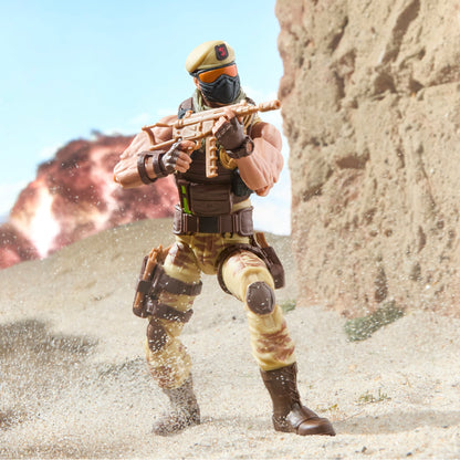 Dusty G.I. Joe Classified Series 6-Inch Figure — Solo Articulation Pose Holding Machine Gun in Desert Setting