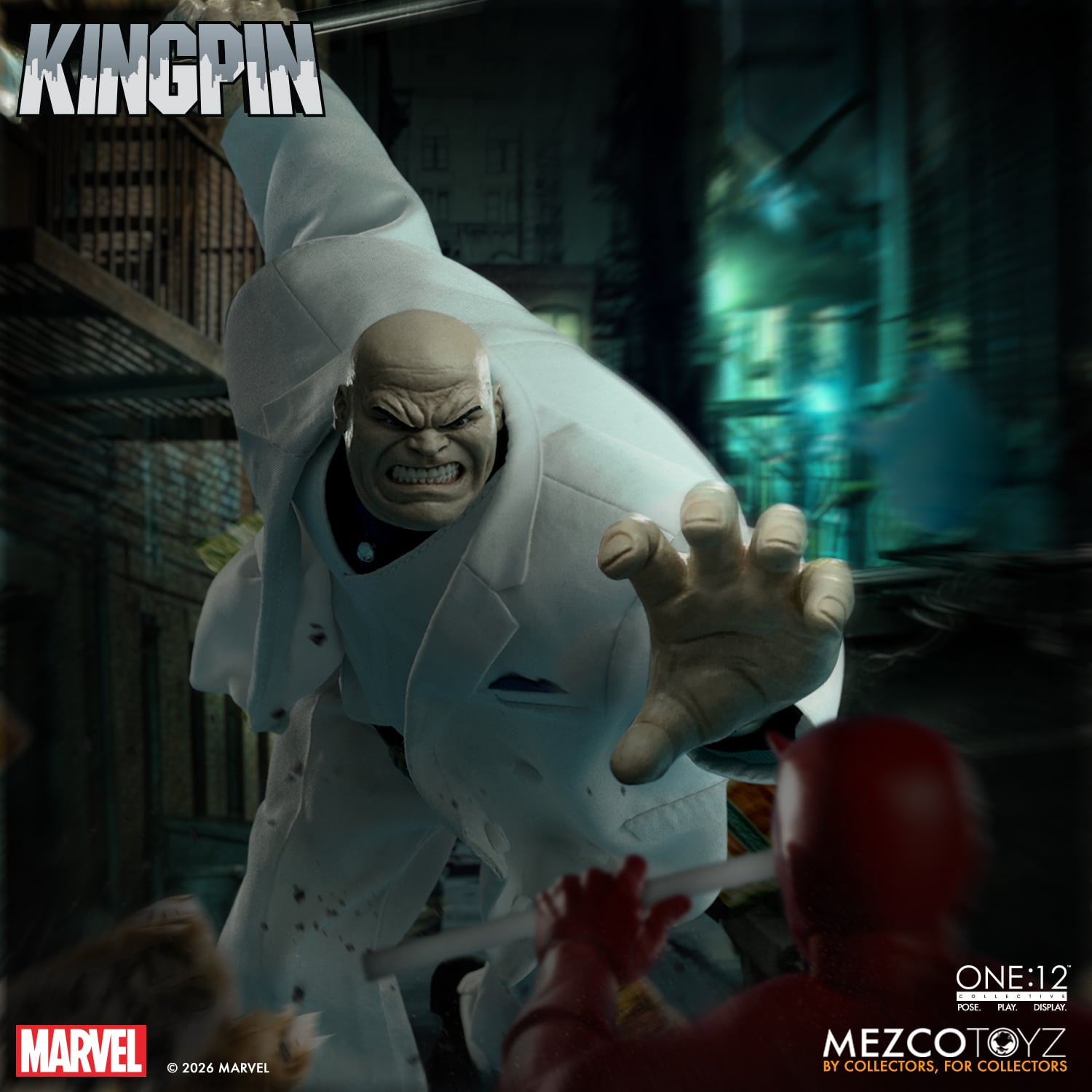 Kingpin Marvel One:12 Collective 6-Inch Figure — Charging Reach Pose in Alley Scene