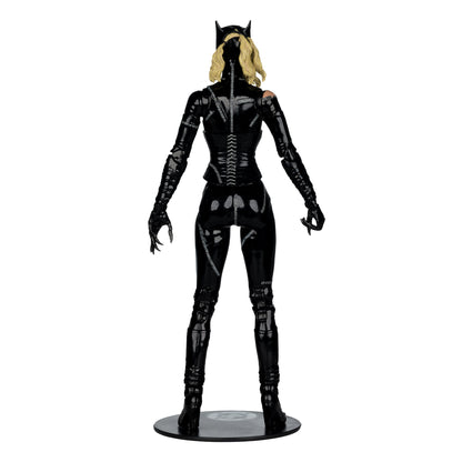 Catwoman Battle Damage DC Multiverse 7-Inch Deluxe Figure — Rear Catsuit Detail on Base, Back View