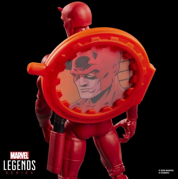 Daredevil Secret Wars Marvel Legends 6-Inch Figure — Back View Showing Lenticular Shield Daredevil Side