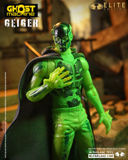 Geiger Ghost Machine McFarlane Elite Edition 7-Inch Action Figure — Front View with Alternate Unhooded Head and Reaching Hand Pose