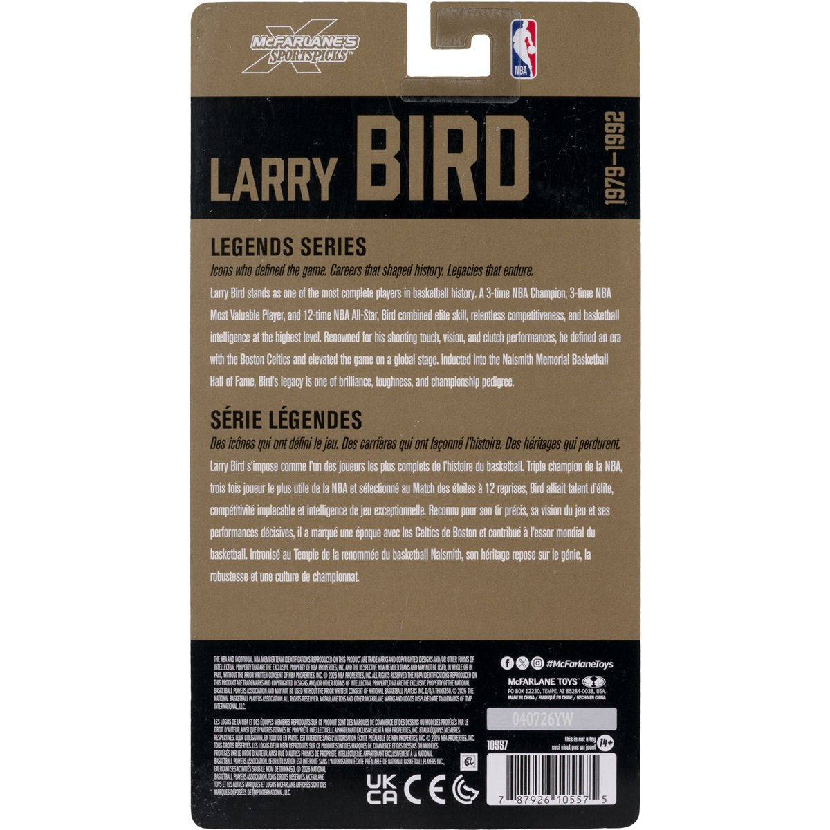 Larry Bird NBA SportsPicks Legends 6-Inch Figure — Package Back Detail