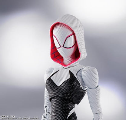 Spider-Gwen S.H.Figuarts Across the Spider-Verse Figure — Hooded Masked Head Close-Up Side