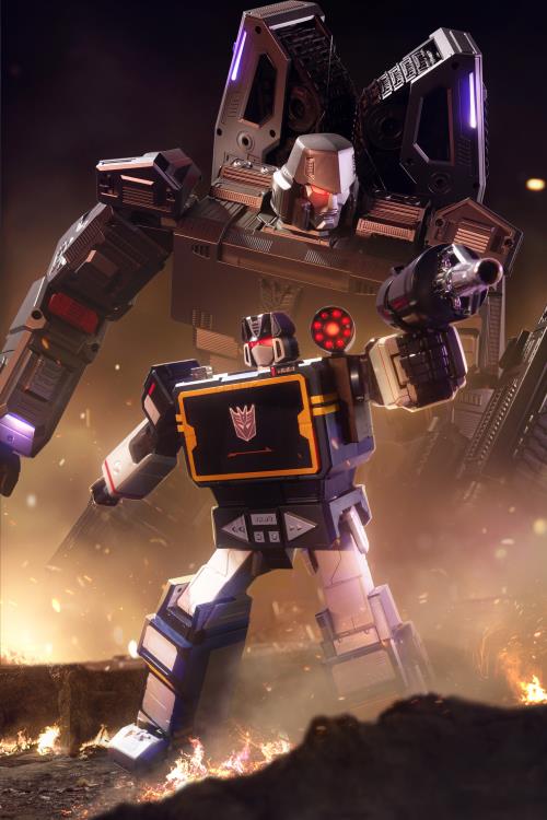 Soundwave Transformers Flagship Series Robot — Figure Detail with Megatron in Background
