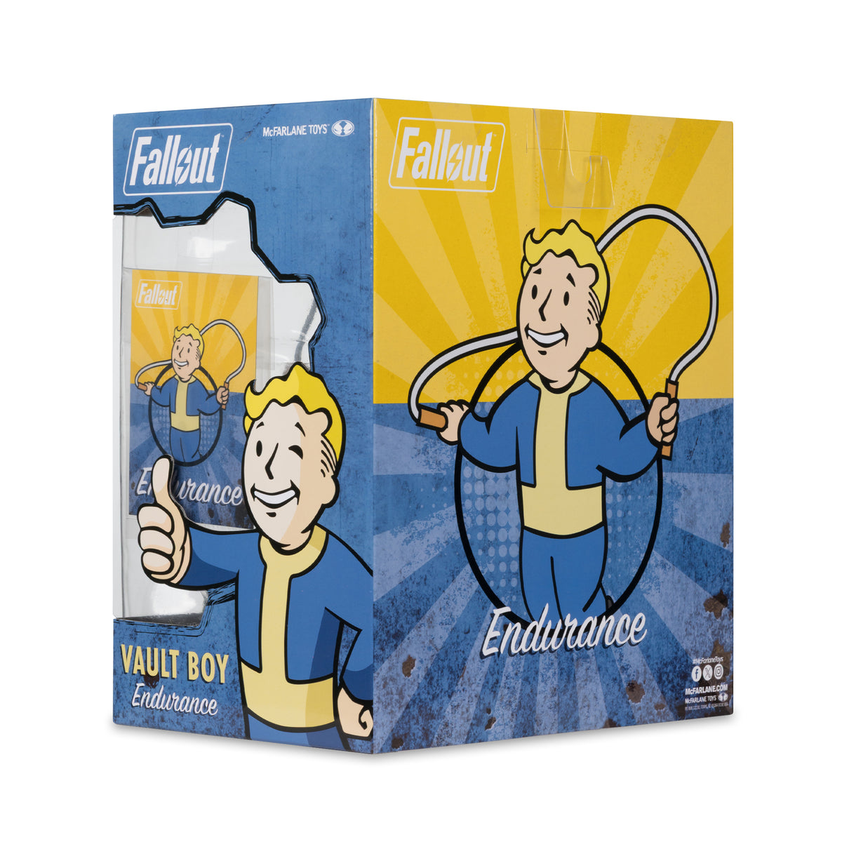 Vault Boy (Endurance) Fallout Posed Figure 5-Inch — Box Art Close-Up with Side and Front Panel Detail