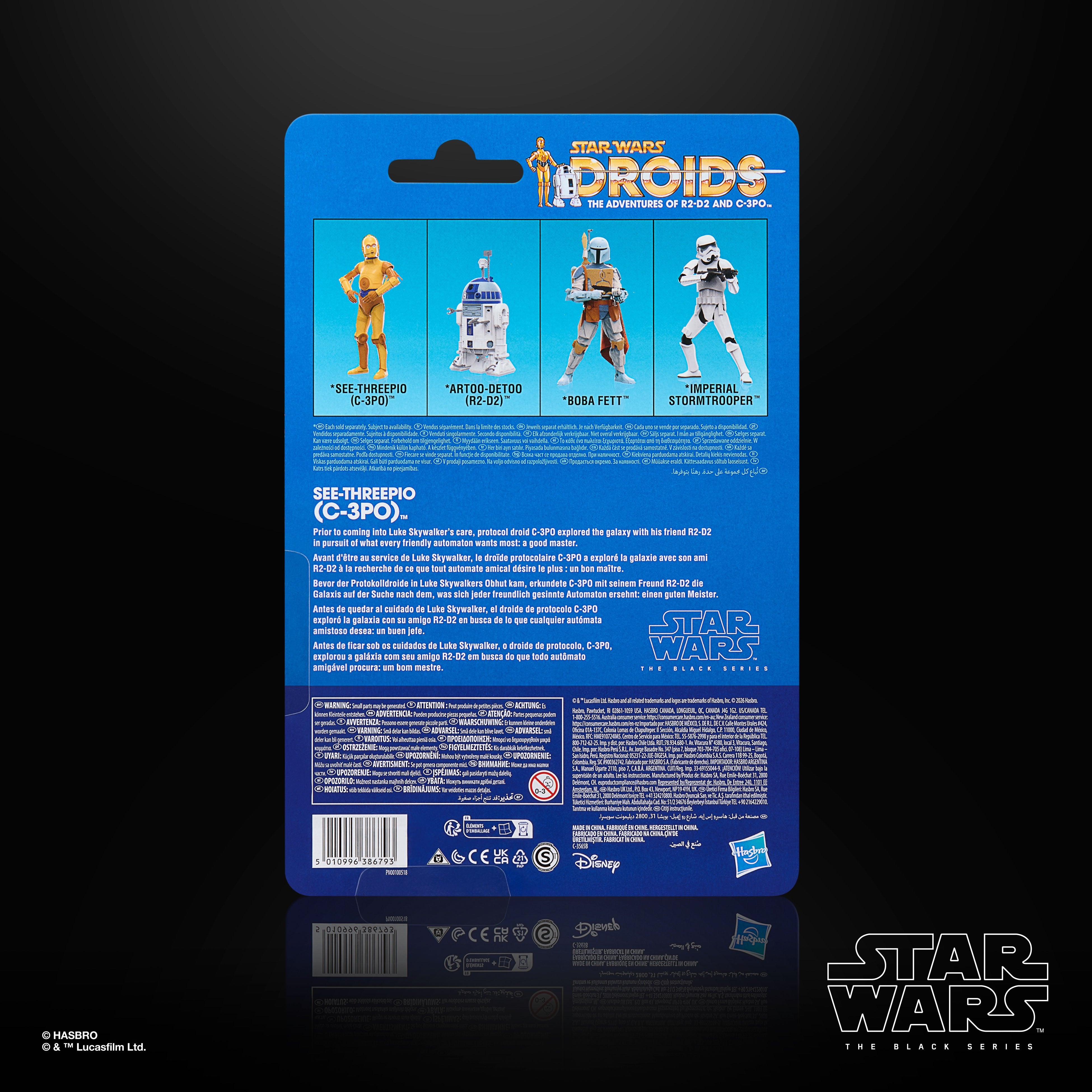 C-3PO Droids Black Series 6-Inch Figure — Card Back with Wave Lineup Detail
