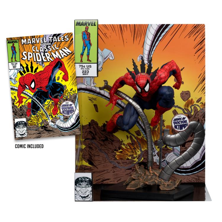 Spider-Man Marvel Tales #223 McFarlane 1/6 Scale Figure — Comic Book Included and Backdrop Out of Box