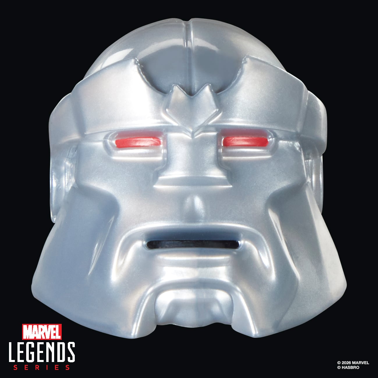 Marvel's Box Build-A-Figure Head — Close-Up Detail Red Eyes Silver Finish
