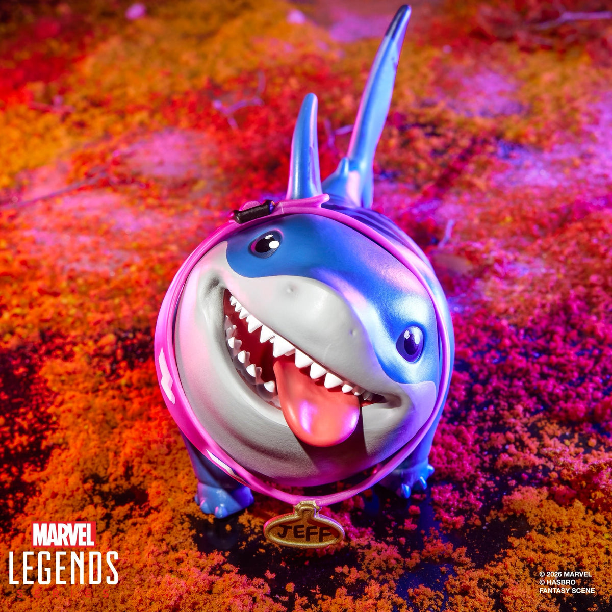 Jeff the Land Shark Marvel Legends Figure — Front View with Alternate Ball Head Sculpt