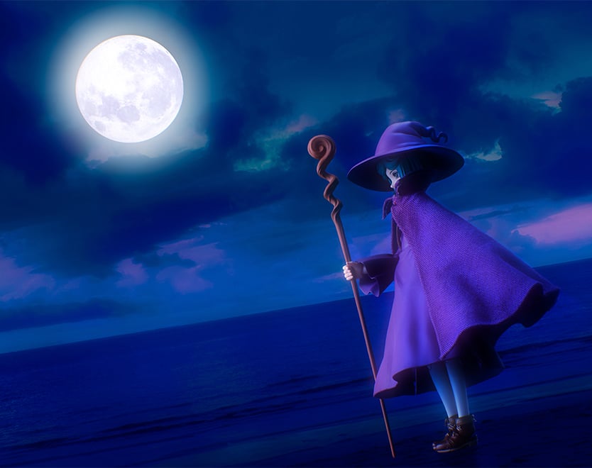 Schierke Berserk S.H.Figuarts 5-Inch Figure — Moonlit Atmospheric Scene with Staff
