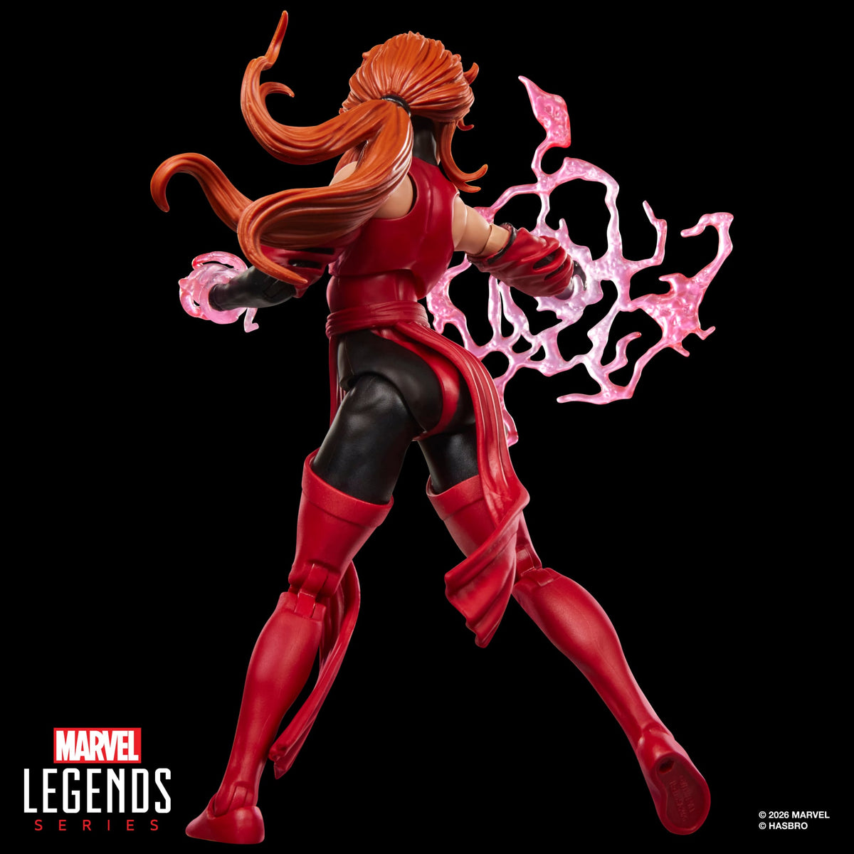 Scarlet Witch Marvel Legends 6-Inch Figure — Back View with Large Hex Magic Effect
