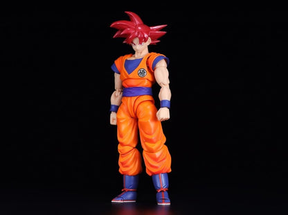 Super Saiyan God Goku S.H.Figuarts 5.5-Inch Figure — Front View Full Body Black Background