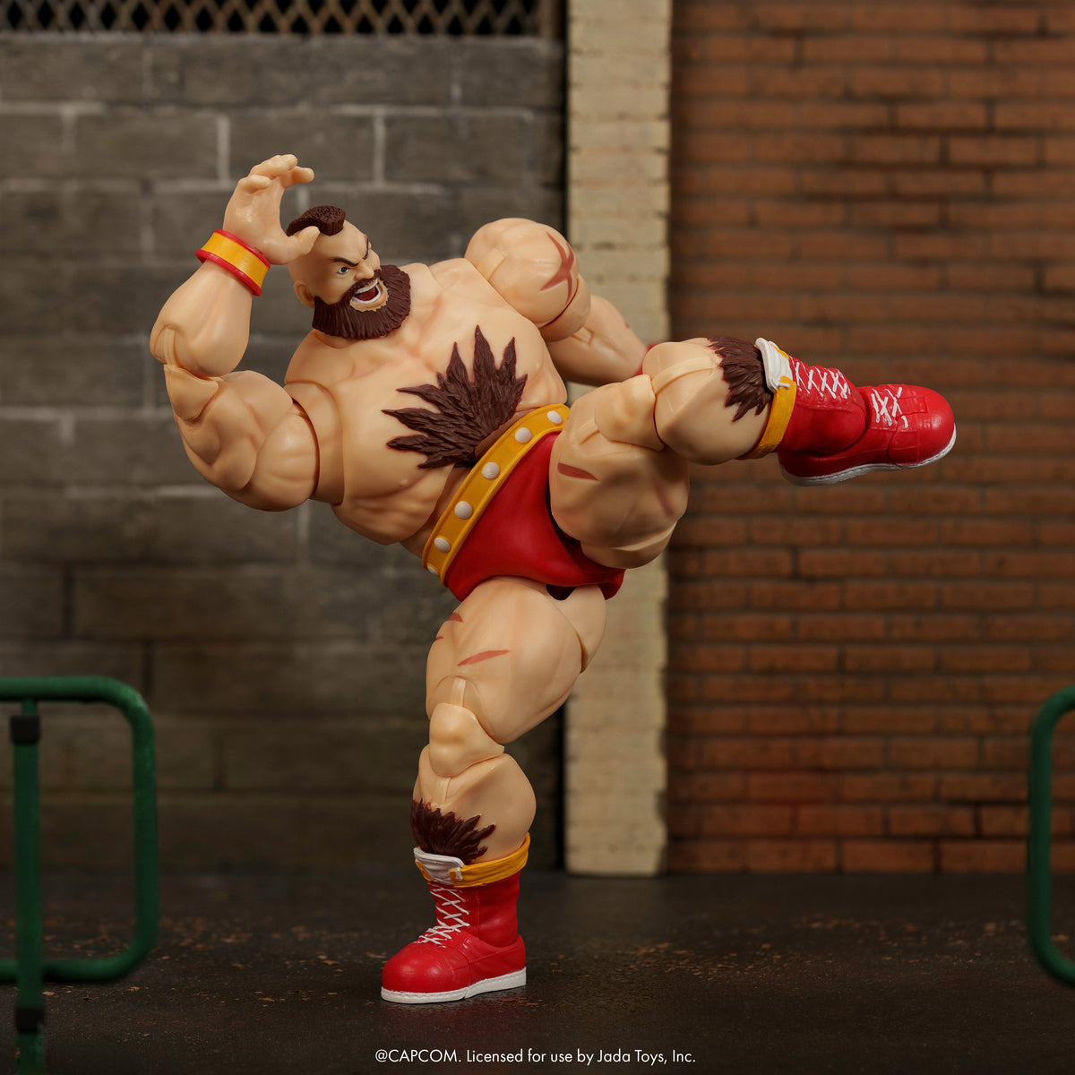 Zangief Ultra Street Fighter II 6-Inch Action Figure — Side View with High Kick Pose