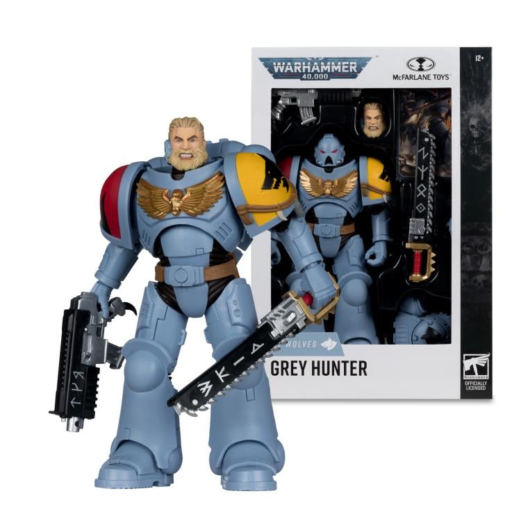 Space Wolves Grey Hunter Warhammer 40K 7-Inch Figure — Package Front with Figure Out of Box