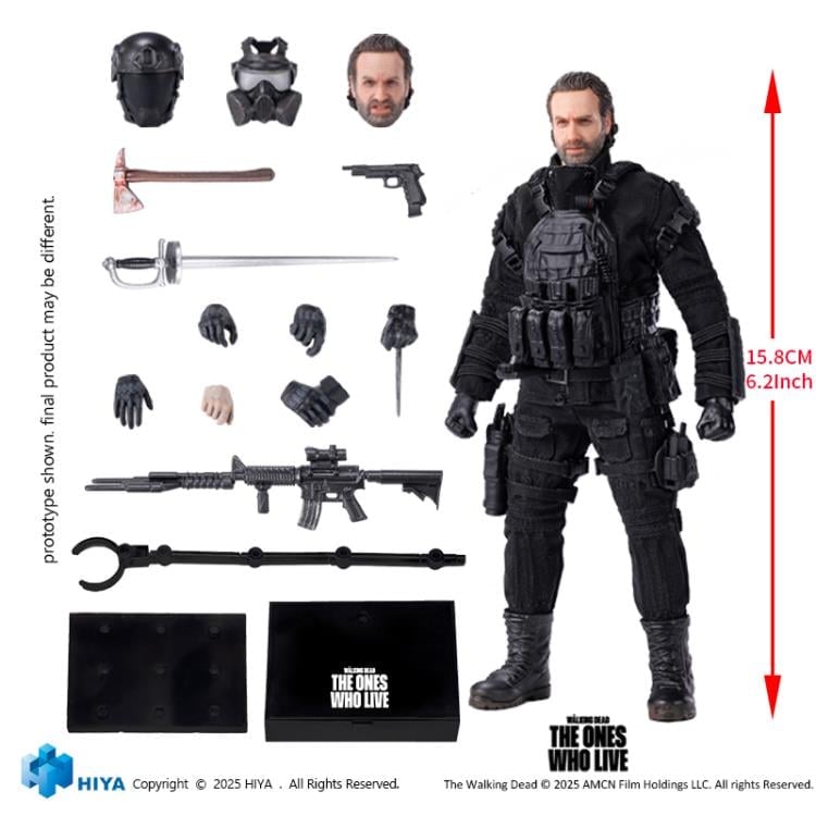Rick Grimes Exquisite Super 1/12 Figure — Contents Display with All Accessories and Scale Reference