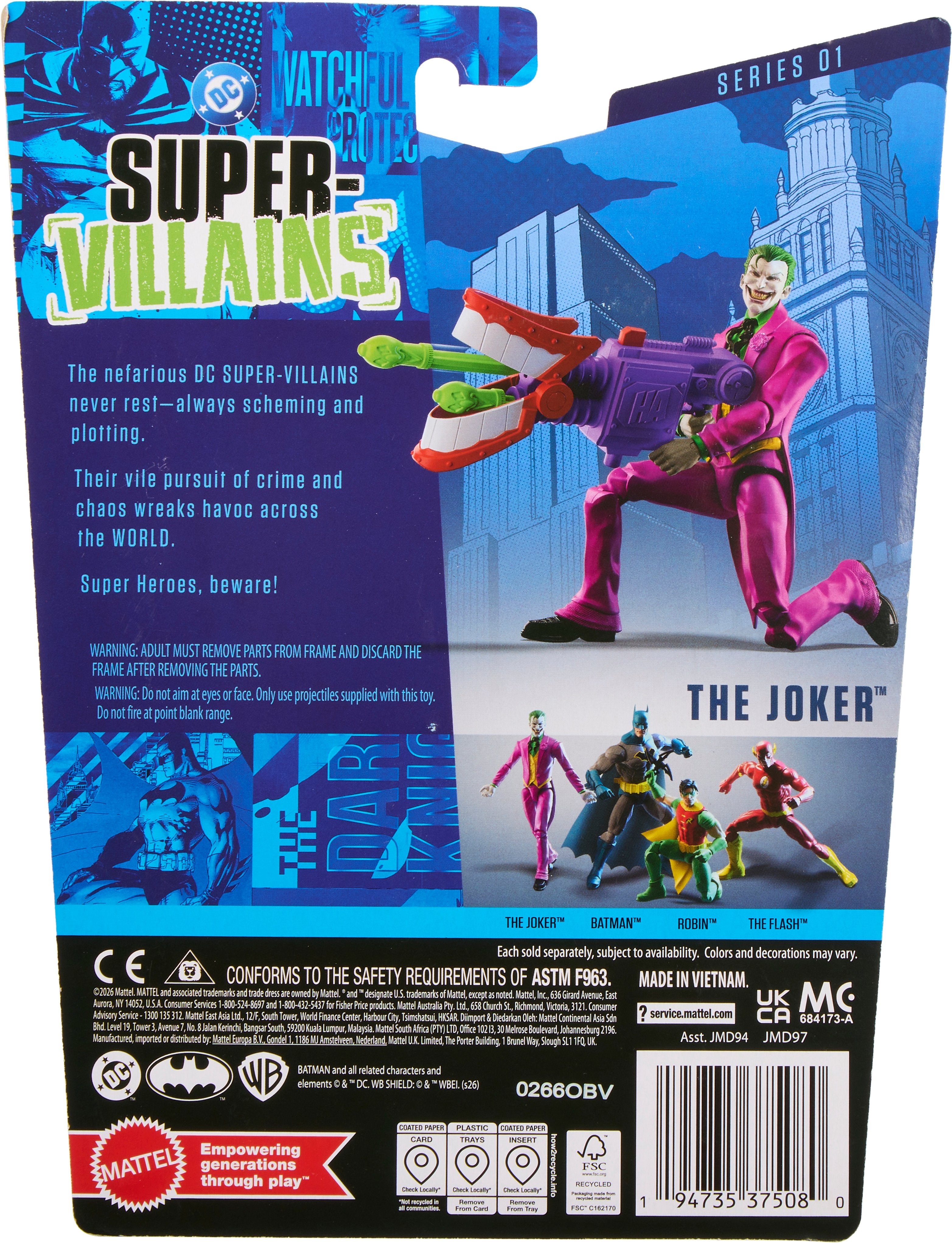 Joker DC Comics Core 6-Inch Figure — Box Back Series 01 Super-Villains Card Back