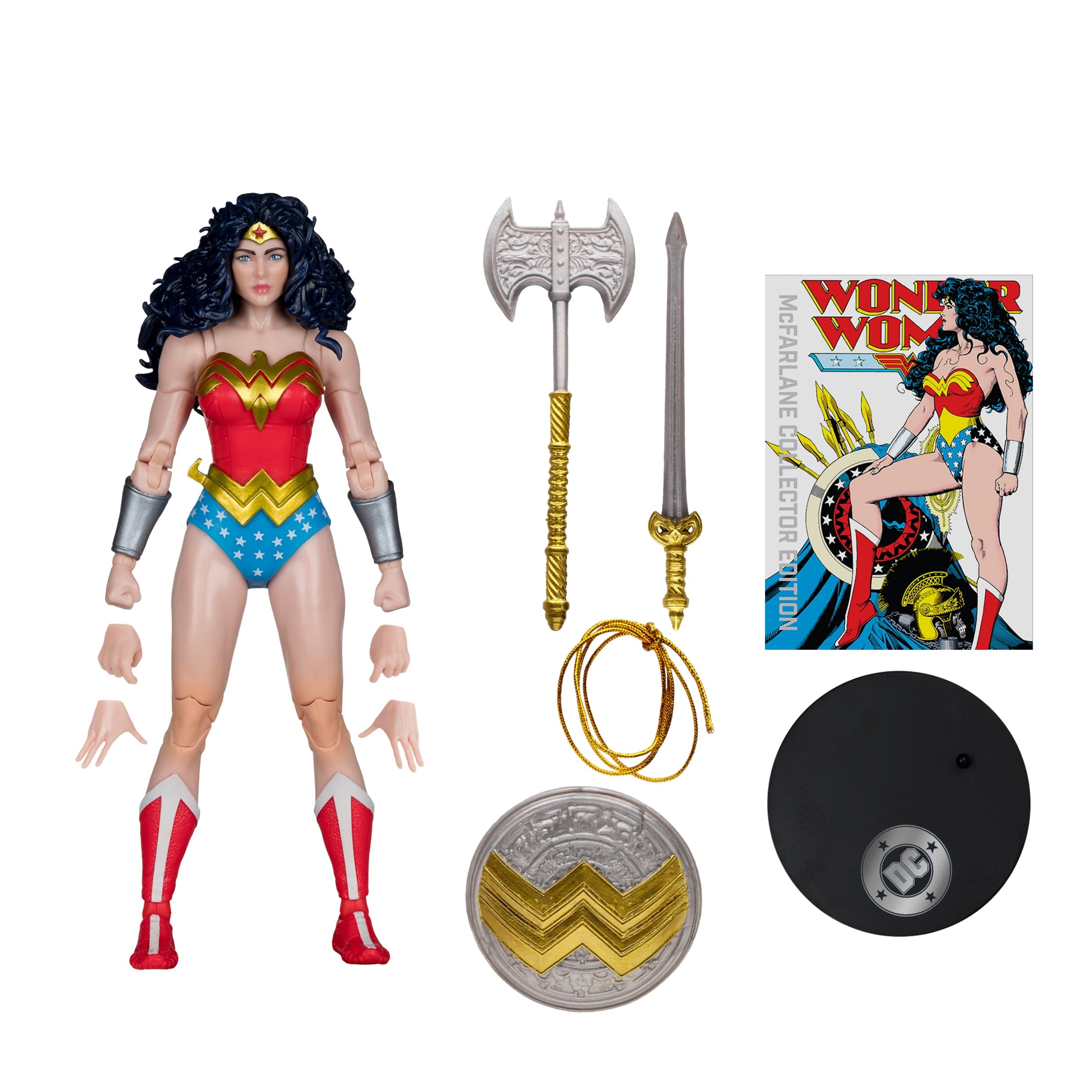 Wonder Woman DC Multiverse Collector Edition 7-Inch Figure — Accessories Included Layout with Art Card and Base