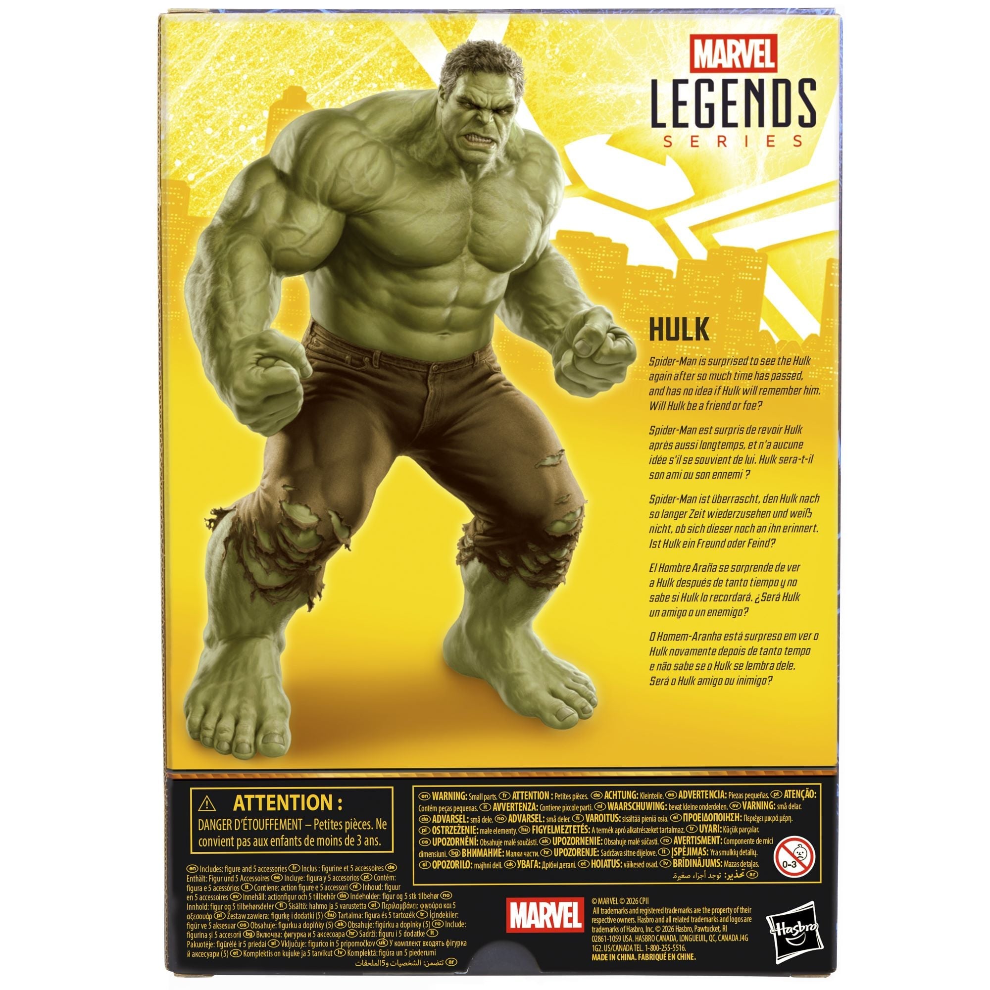 Hulk Brand New Day Marvel Legends 6-Inch Figure — Box Back with Character Art and Details