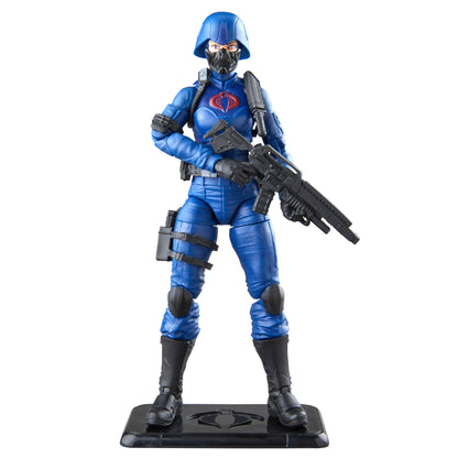 Cobra Valkyrie G.I. Joe Classified Retro 6-Inch Figure — Figure on Cobra Display Stand Front View