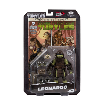 Leonardo TMNT Turtles in Time Page Punchers 5-Inch Figure — Package Front View Sealed