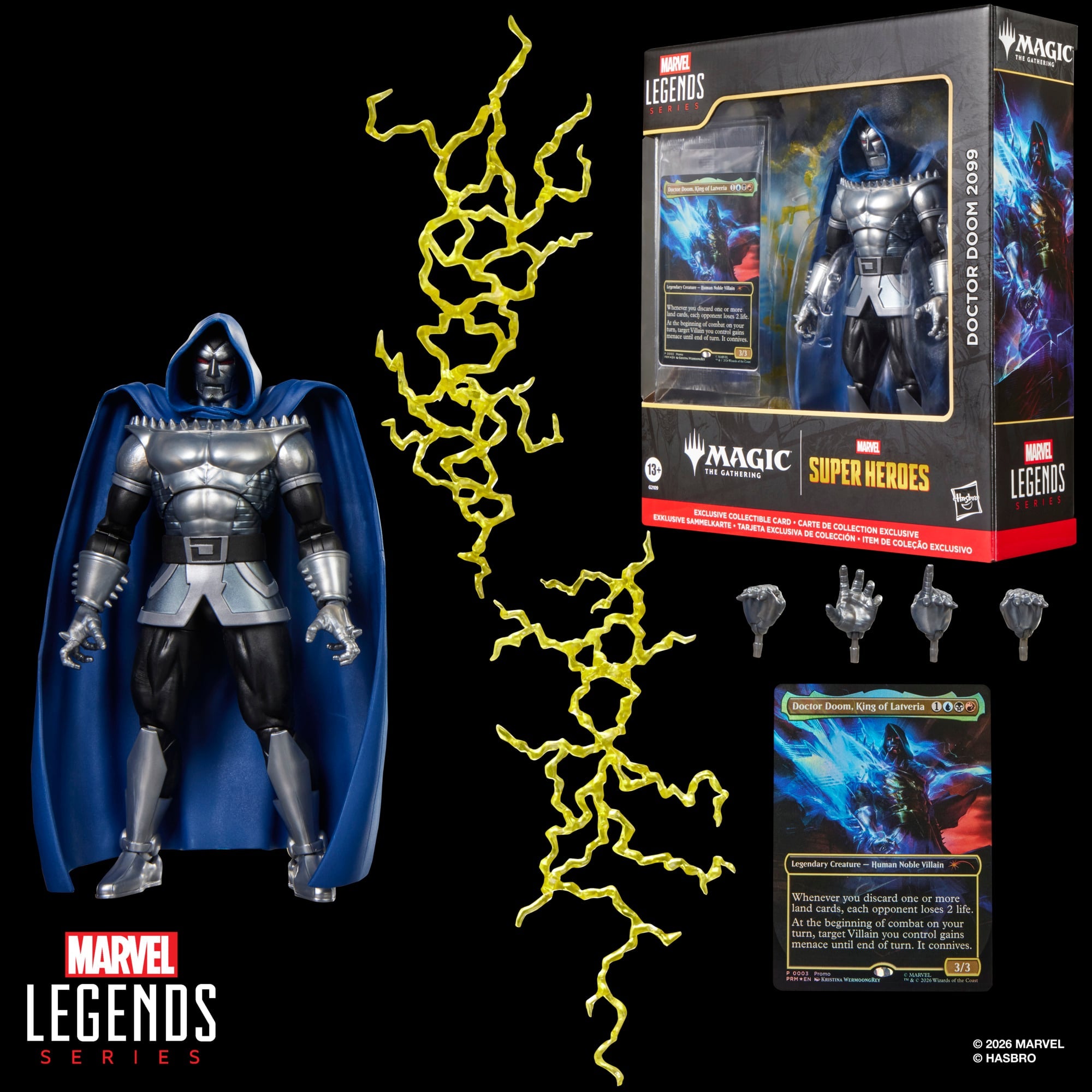 Doctor Doom 2099 Marvel Legends 6-Inch Figure — Package Contents Display with Box and All Accessories