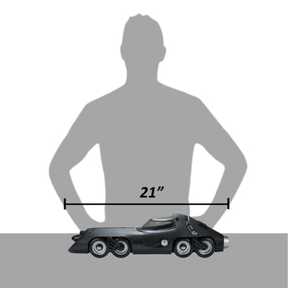 Batmissile Batman Returns DC Multiverse Vehicle — Size Reference showing 21-inch length against human silhouette