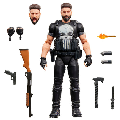 Punisher Marvel Legends 6-Inch Figure — Out of Box Contents Display on White Background