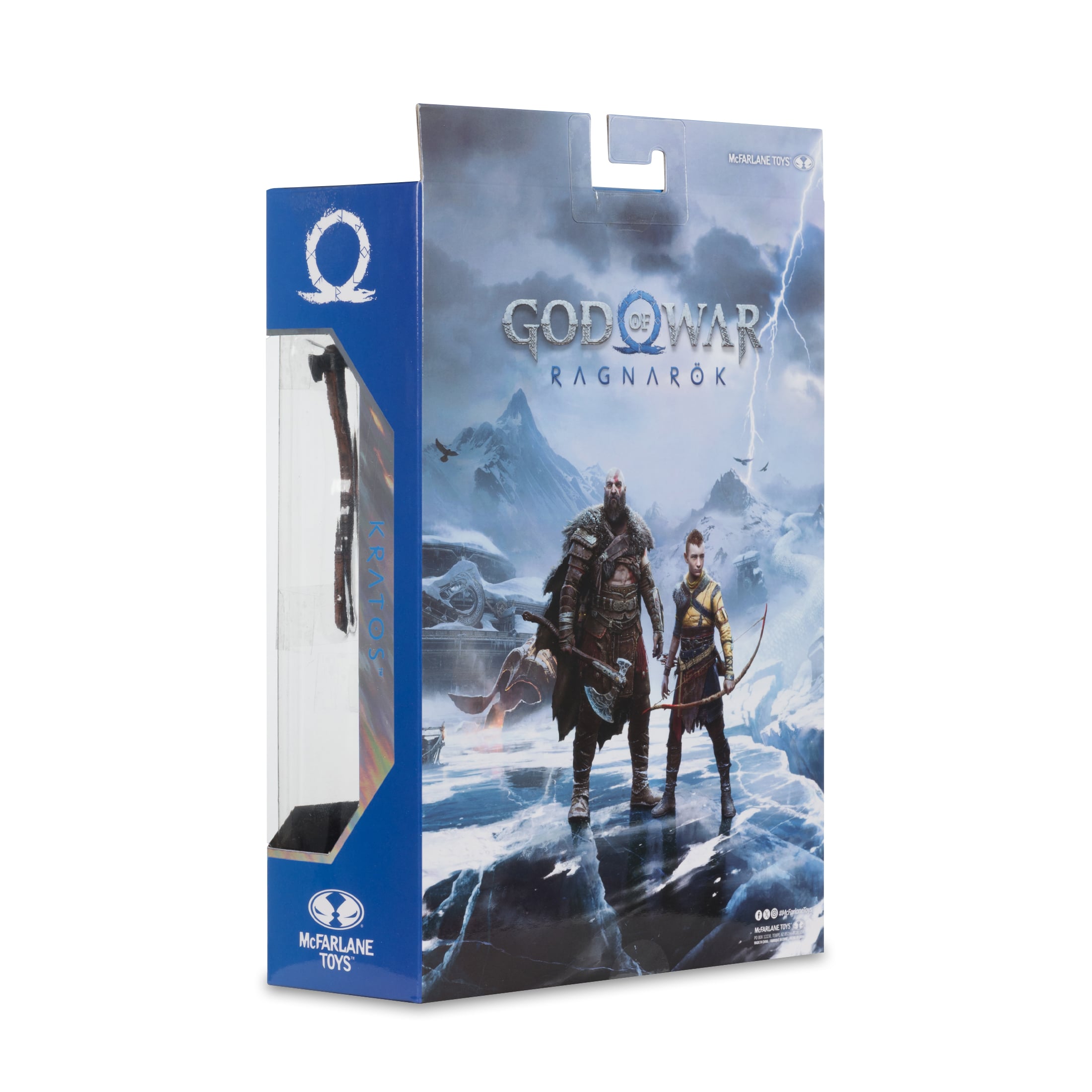 Kratos God of War Ragnarok McFarlane Gaming Edition 7-Inch Figure — Box Back View with Game Cover Art