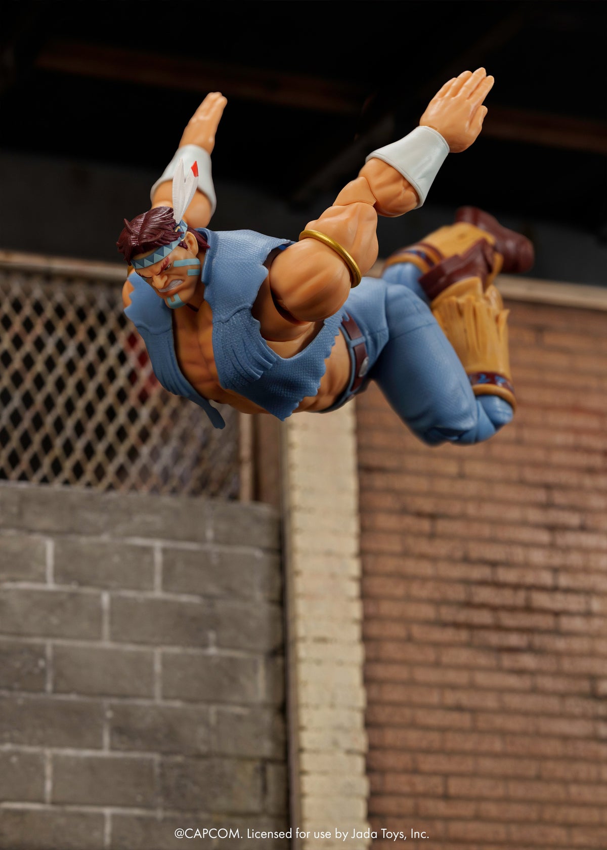 T. Hawk Ultra Street Fighter II 6-Inch Action Figure — Articulation Pose Captured Mid-Dive from Below