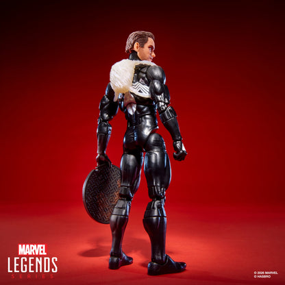 Symbiote Spider-Man Marvel Legends Maximum 6-Inch Figure — Back View with Peter Parker Head Holding Manhole Cover