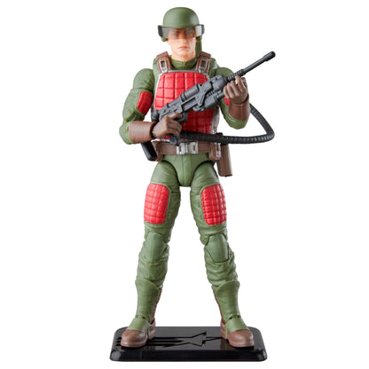 Flash G.I. Joe Classified Retro Collection 6-Inch Figure — Figure Detail on Display Base Holding Laser Rifle