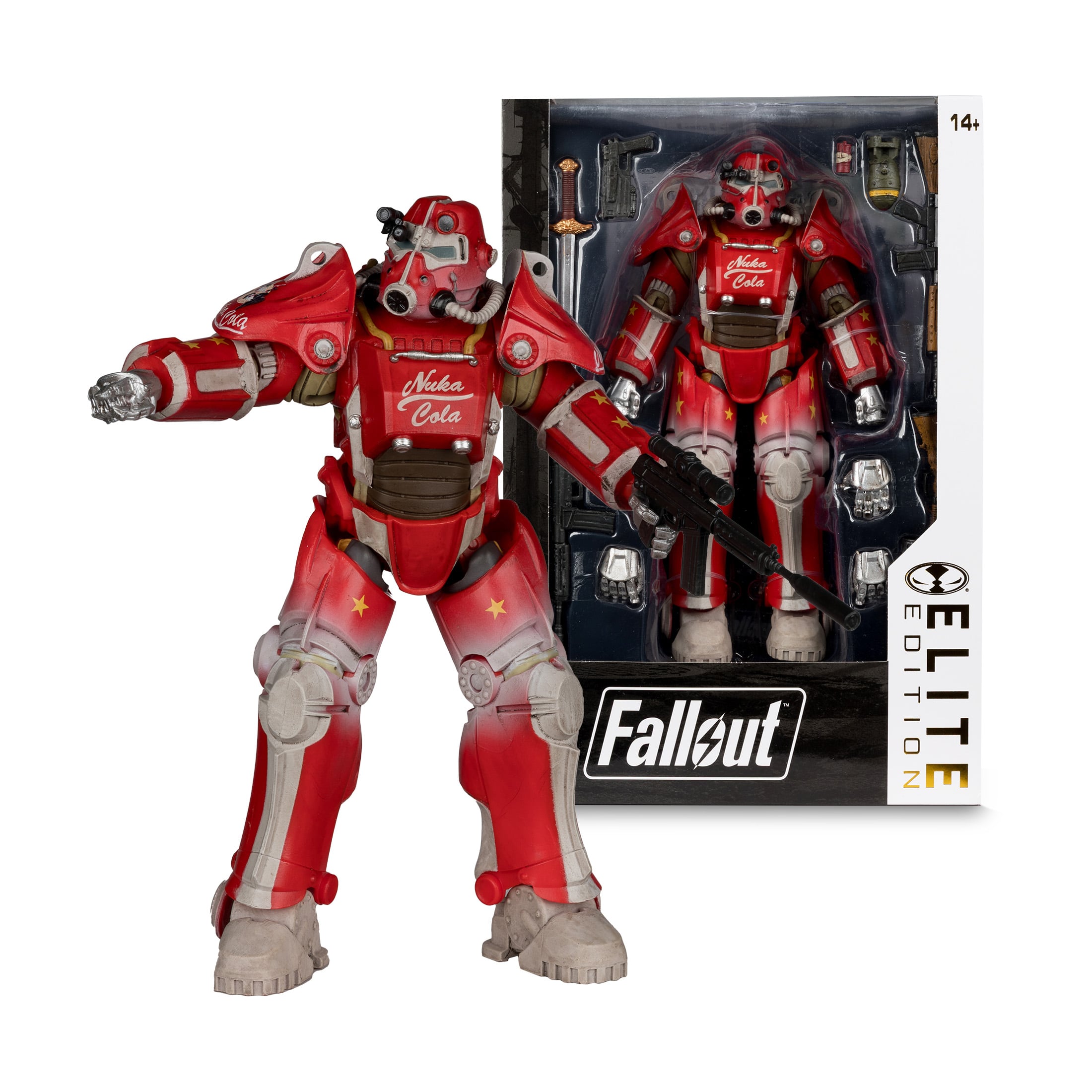T-45B Nuka Cola Fallout Elite Edition 7-Inch Figure — Figure Beside Sealed Retail Package