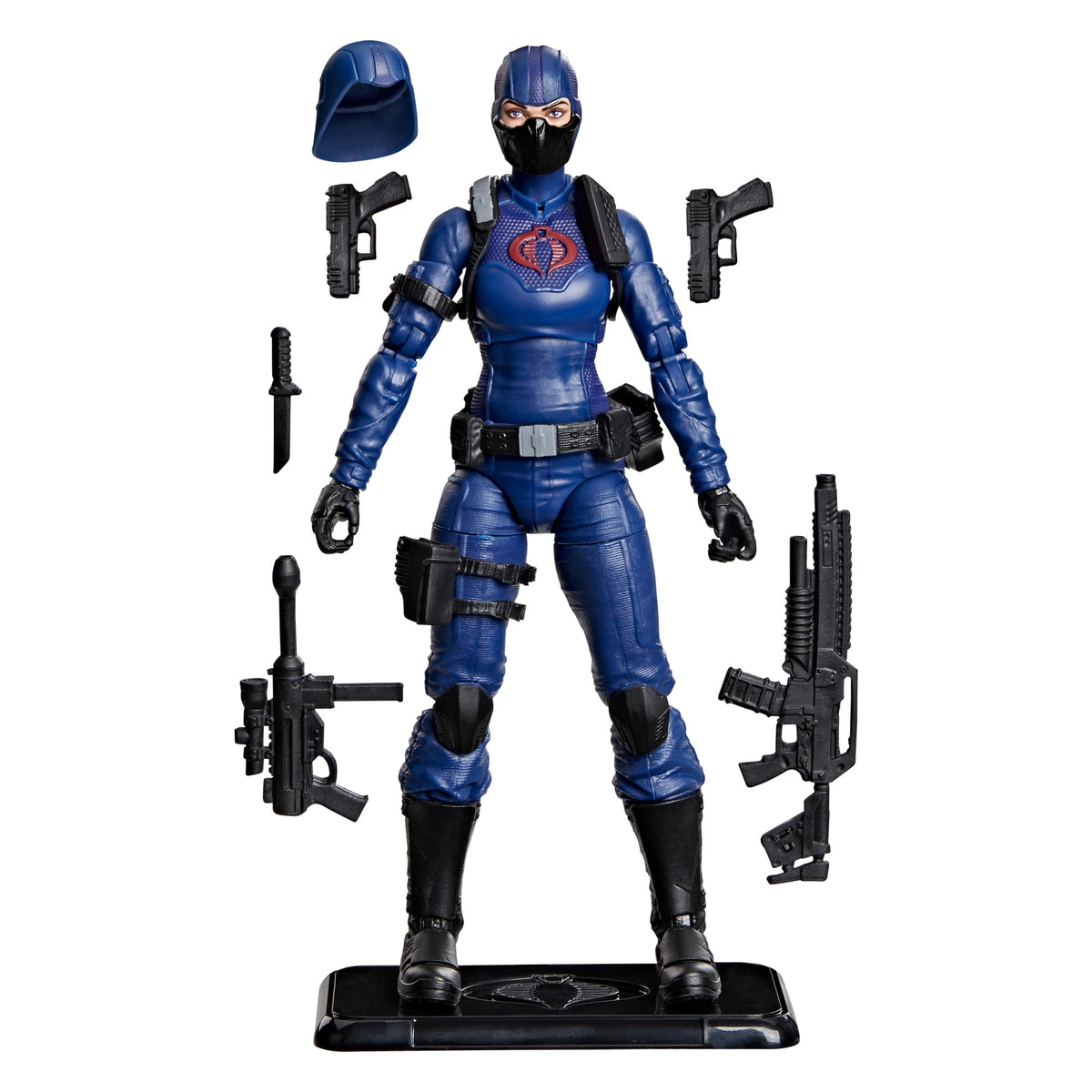 Cobra Valkyrie G.I. Joe Classified Retro 6-Inch Figure — Accessories Included Layout on Stand