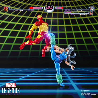 Iron Man & Marvel's Spiral Marvel Legends Gamerverse 6-Inch Two-Pack — Articulation Pose with Fighting Game HUD Background