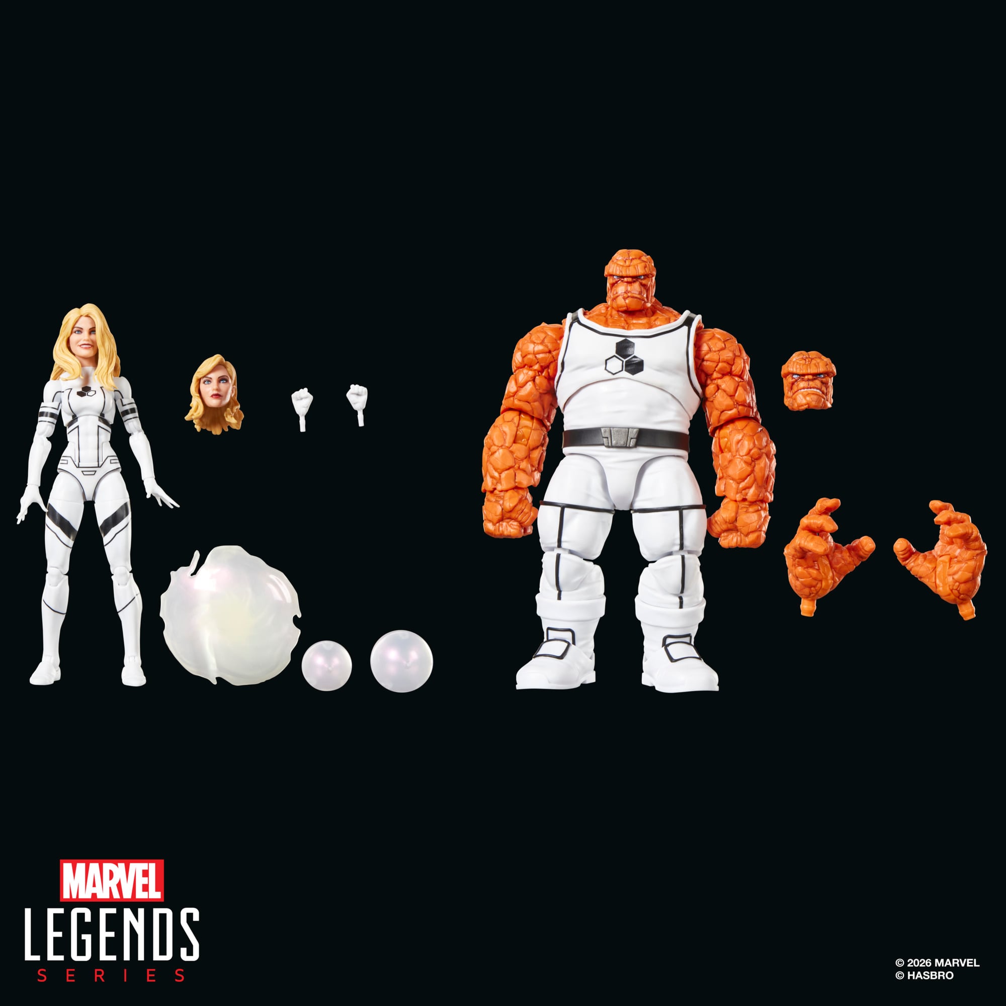 Future Foundation Thing & Invisible Woman Marvel Legends 6-Inch — Accessories Included Display