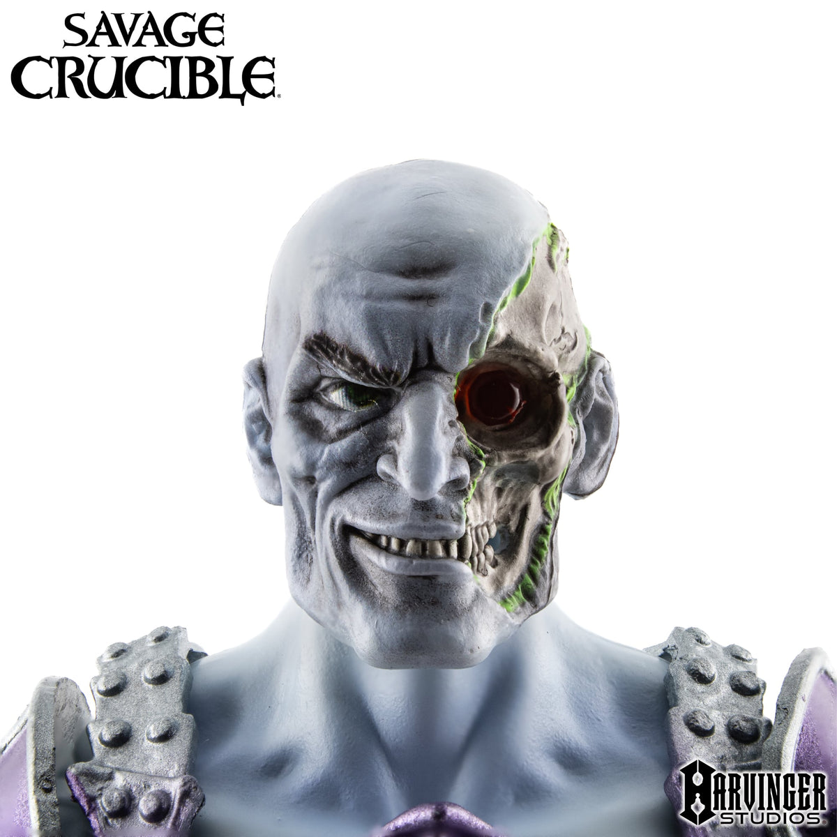Naraka the Undying Savage Crucible 6-Inch Figure — Alternate Head Front Detail Showing Half-Skull Half-Face Sculpt