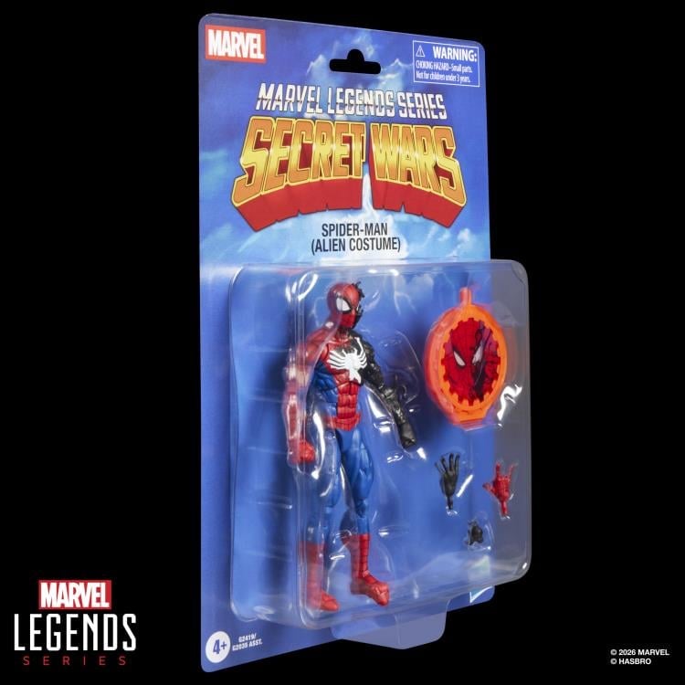 Spider-Man Alien Costume Marvel Legends Secret Wars — Card Front Carded Package Side Angle