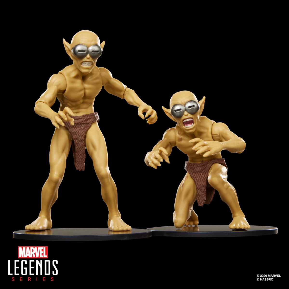 Moloids Marvel Legends — Two Figures on Display Stands with Goggle Heads