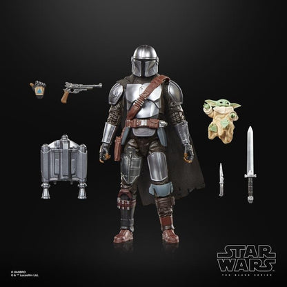 Mandalorian with Grogu Black Series 6-Inch Deluxe — Accessories Included Layout Display
