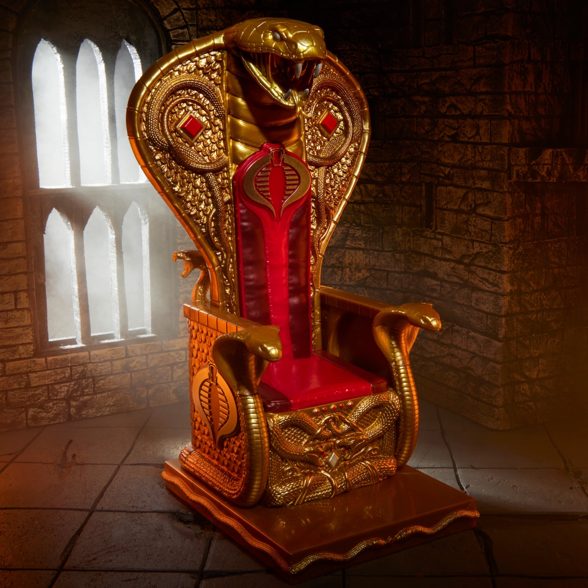 Cobra Commander Classified Series 6-Inch Snake Hood Throne — Front View Solo Red and Gold Sculpt