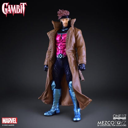 Gambit Mezco One:12 Collective 6.7-Inch Figure — Out of Box Full Figure Front View