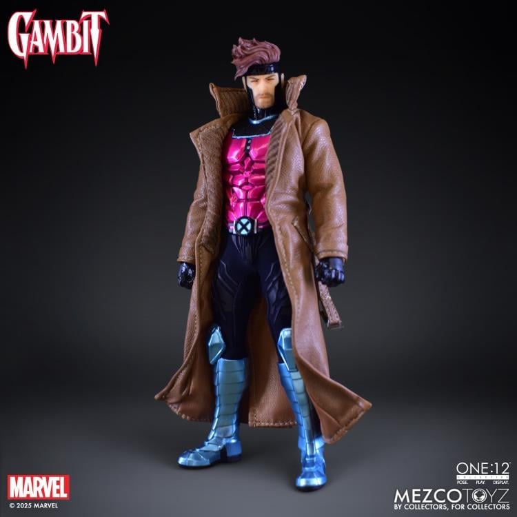 Gambit Mezco One:12 Collective 6.7-Inch Figure — Out of Box Full Figure Front View