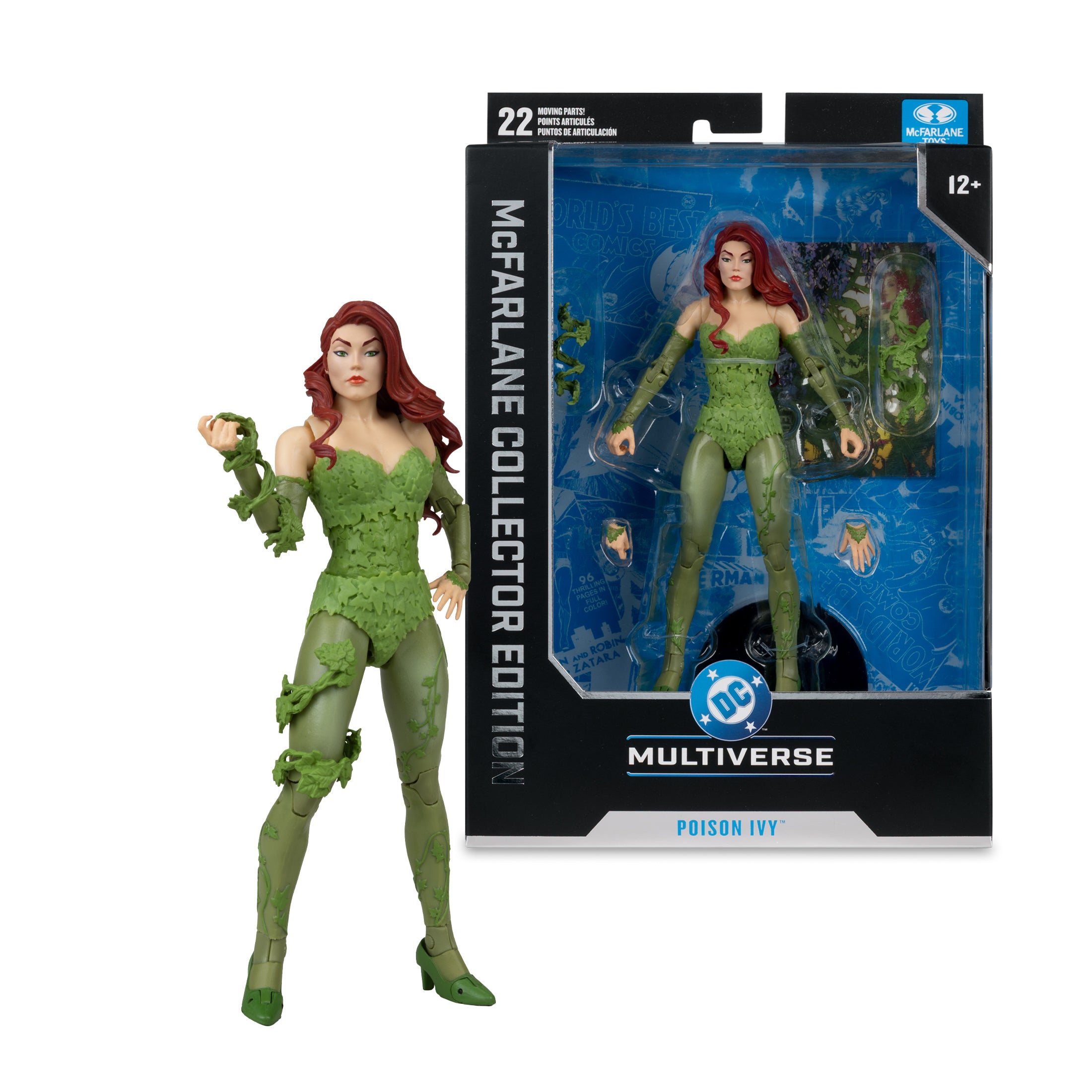 Poison Ivy DC Multiverse Collector Edition 7-Inch Action Figure — Figure Out of Box Displayed Alongside Packaged Contents