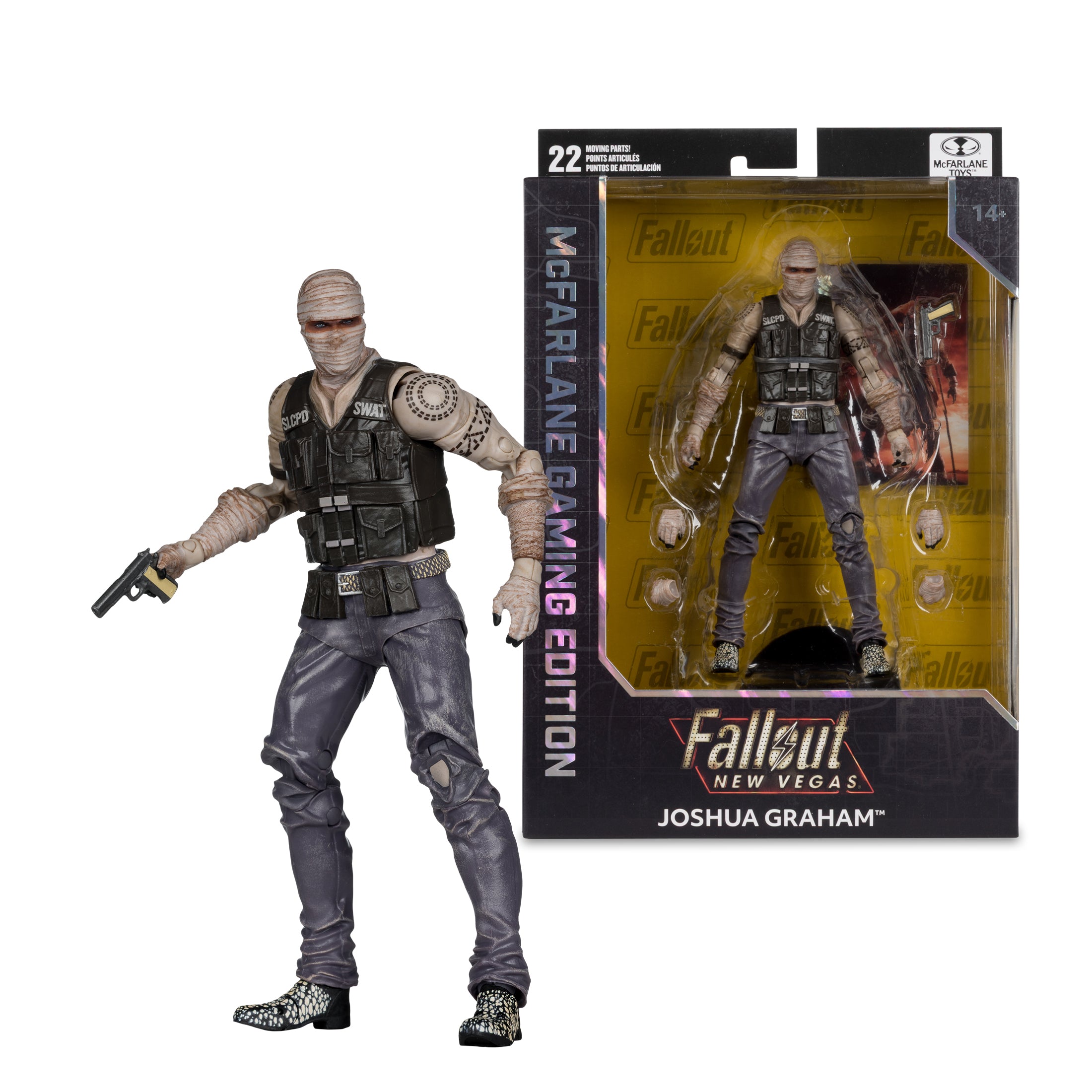 Joshua Graham Fallout New Vegas McFarlane Gaming Edition 7-Inch Figure — Figure Beside Sealed Package Front View